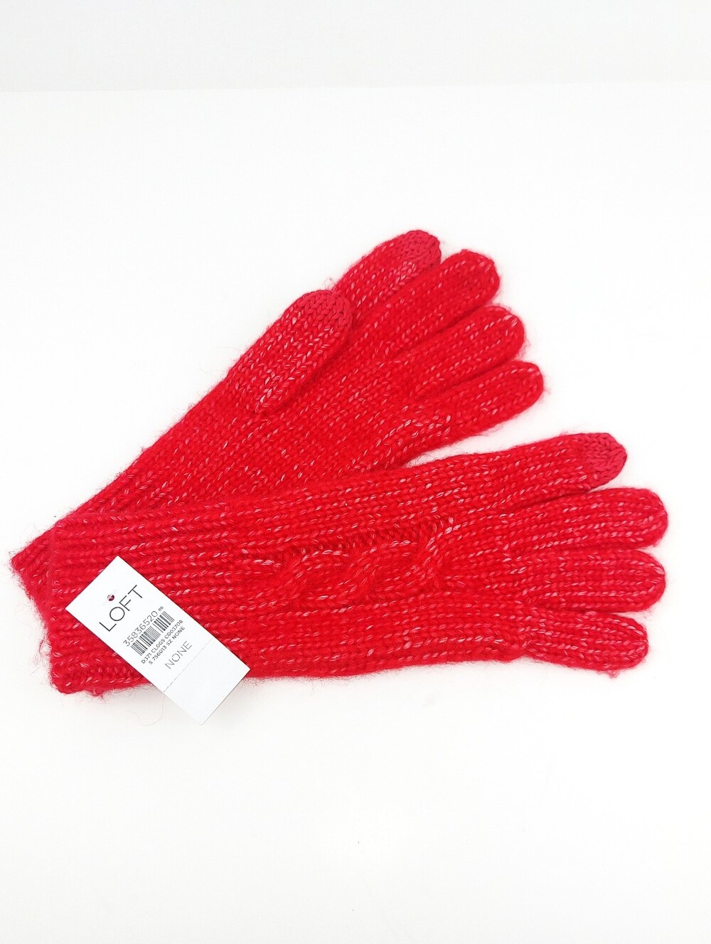 LOFT Wool Blend Red Cable Knit Women's Tech Gloves - Picture 5 of 8